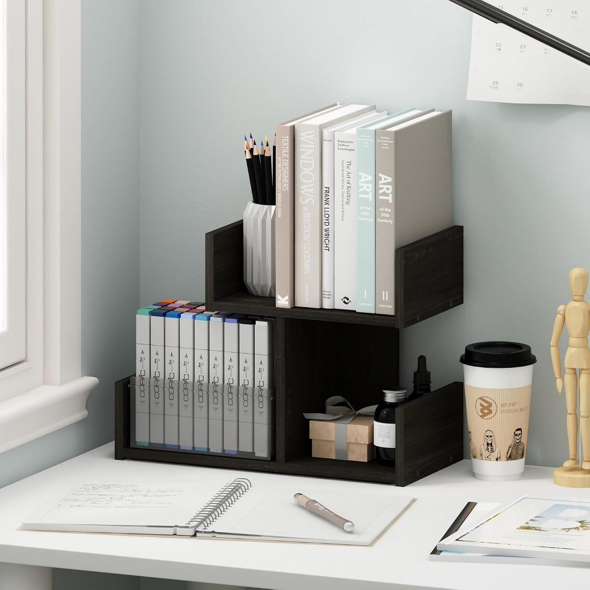 Furinno HERMITE Desk File Folder Organizers, 3-Shelf Desktop Office Organization Racks, Desk Top Display Book Shelf, for Paper, Office Supplies, Magazine, White