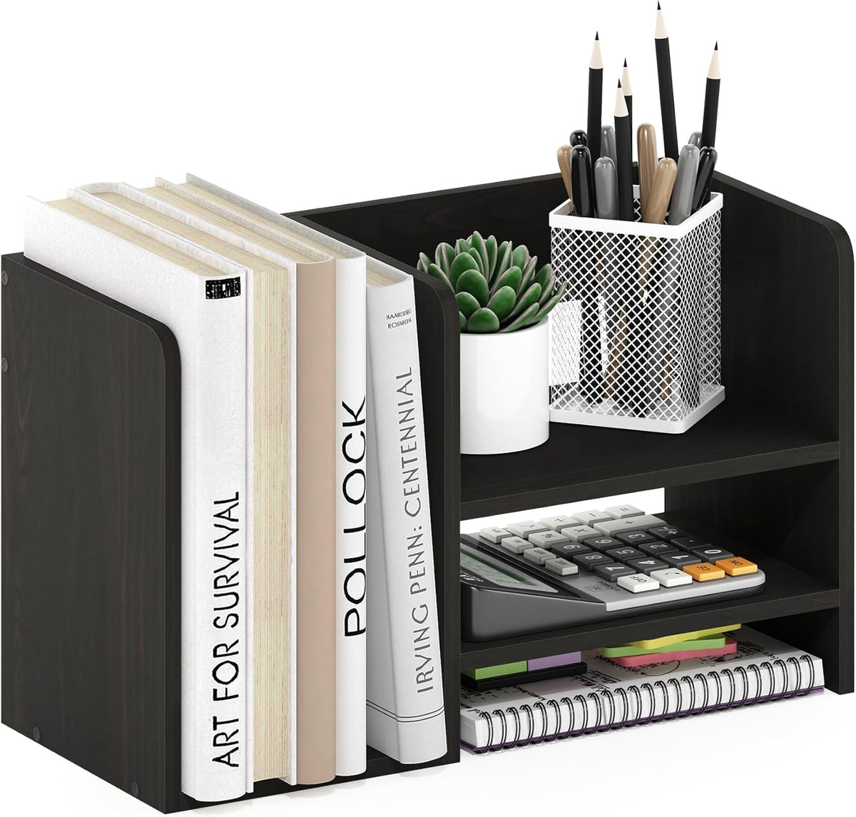 Furinno HERMITE Desk File Folder Organizers, 3-Shelf Desktop Office Organization Racks, Desk Top Display Book Shelf, for Paper, Office Supplies, Magazine, White