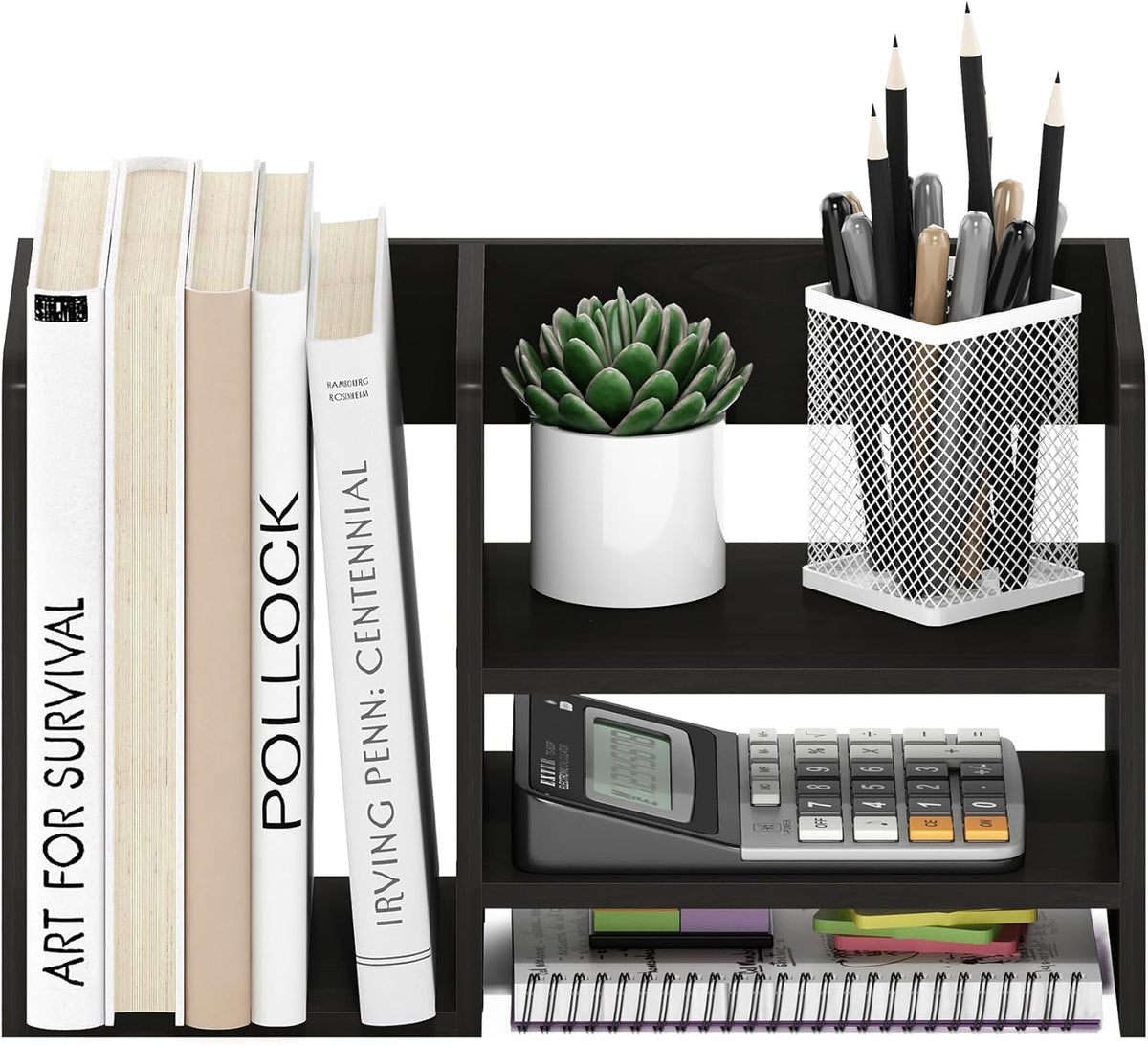 Furinno HERMITE Desk File Folder Organizers, 3-Shelf Desktop Office Organization Racks, Desk Top Display Book Shelf, for Paper, Office Supplies, Magazine, White