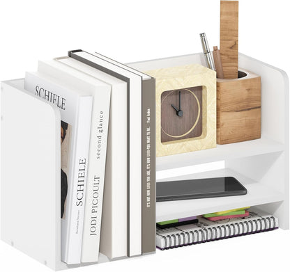 Furinno HERMITE Desk File Folder Organizers, 3-Shelf Desktop Office Organization Racks, Desk Top Display Book Shelf, for Paper, Office Supplies, Magazine, White