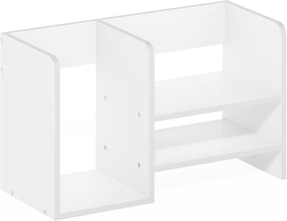 Furinno HERMITE Desk File Folder Organizers, 3-Shelf Desktop Office Organization Racks, Desk Top Display Book Shelf, for Paper, Office Supplies, Magazine, White