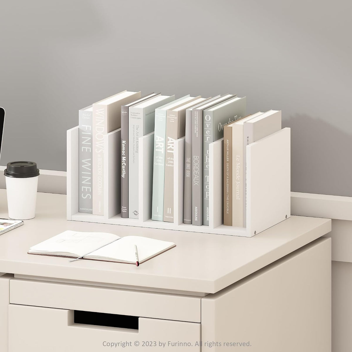 Furinno HERMITE Desk File Folder Organizers, 3-Shelf Desktop Office Organization Racks, Desk Top Display Book Shelf, for Paper, Office Supplies, Magazine, White