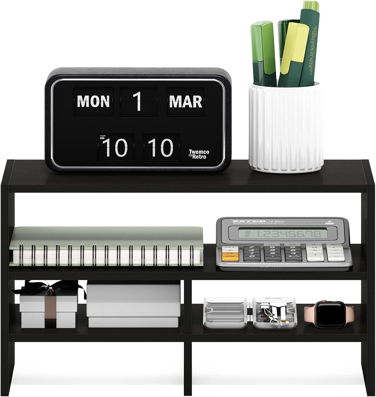 Furinno HERMITE Desk File Folder Organizers, 3-Shelf Desktop Office Organization Racks, Desk Top Display Book Shelf, for Paper, Office Supplies, Magazine, White