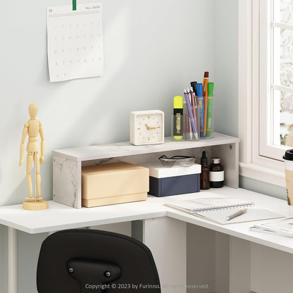 Furinno HERMITE Desk File Folder Organizers, 3-Shelf Desktop Office Organization Racks, Desk Top Display Book Shelf, for Paper, Office Supplies, Magazine, White