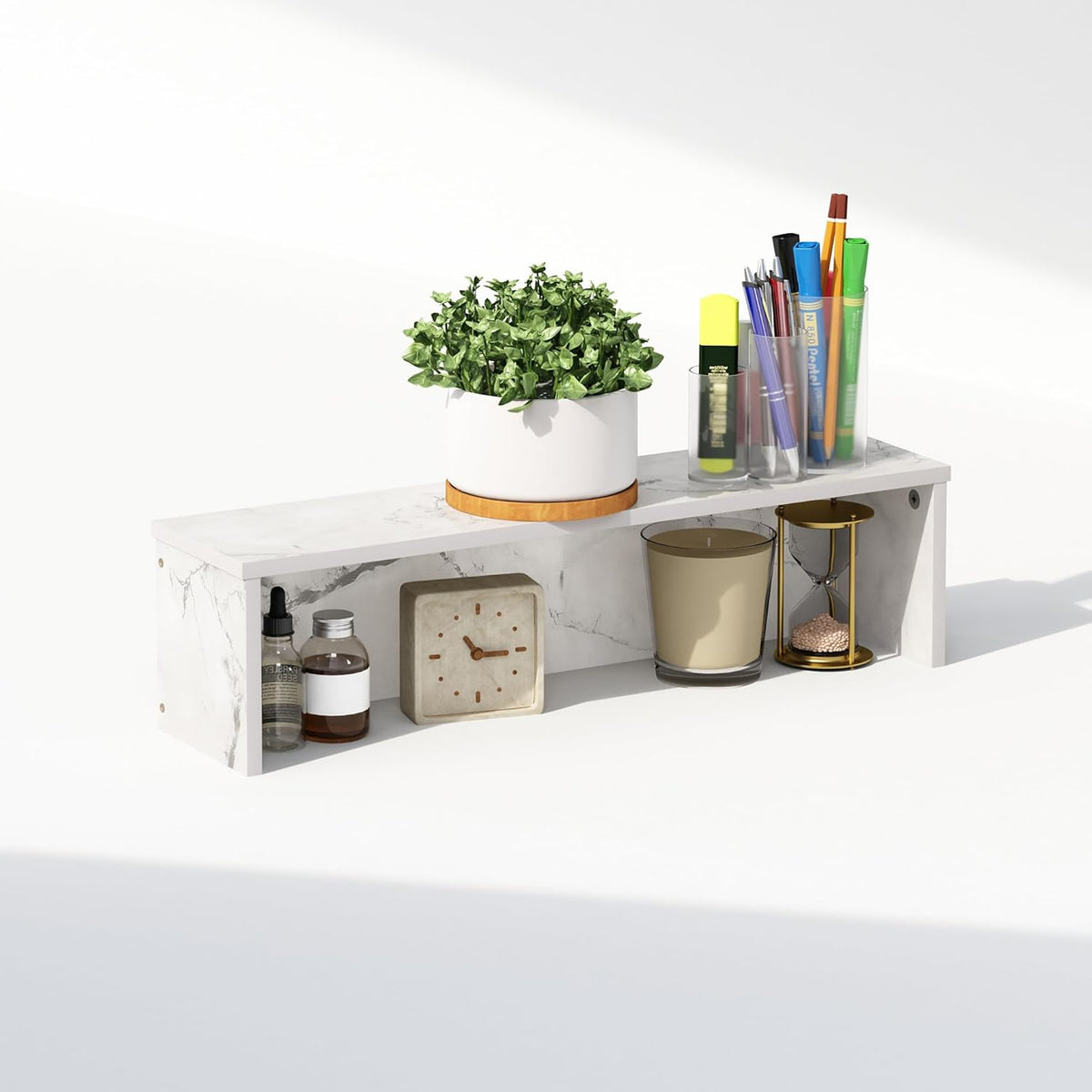 Furinno HERMITE Desk File Folder Organizers, 3-Shelf Desktop Office Organization Racks, Desk Top Display Book Shelf, for Paper, Office Supplies, Magazine, White