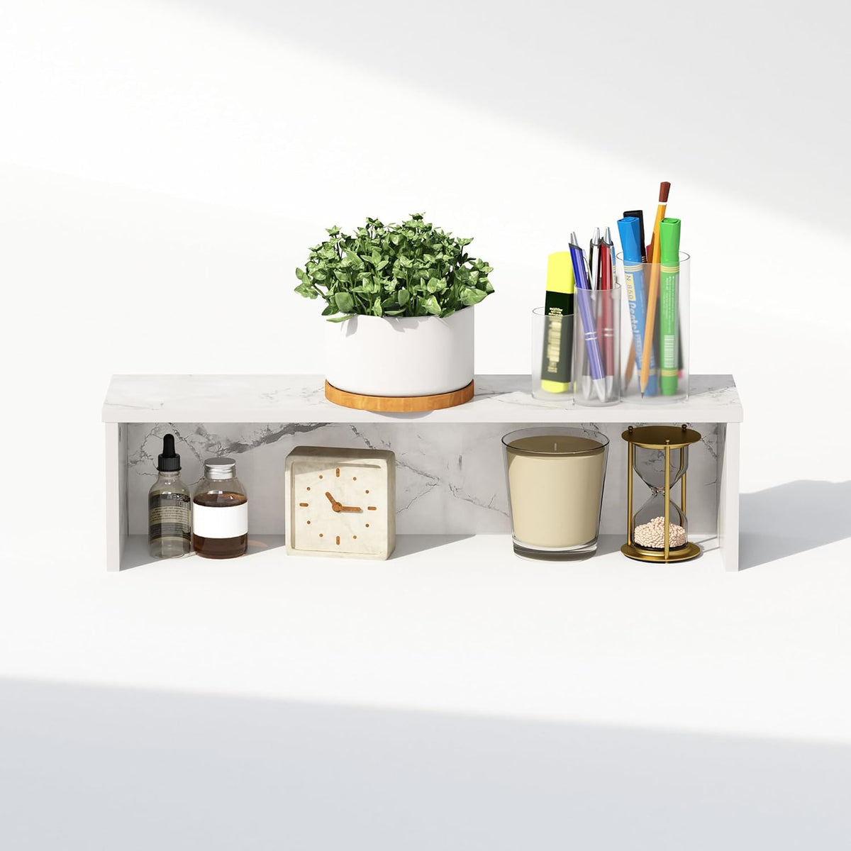 Furinno HERMITE Desk File Folder Organizers, 3-Shelf Desktop Office Organization Racks, Desk Top Display Book Shelf, for Paper, Office Supplies, Magazine, White