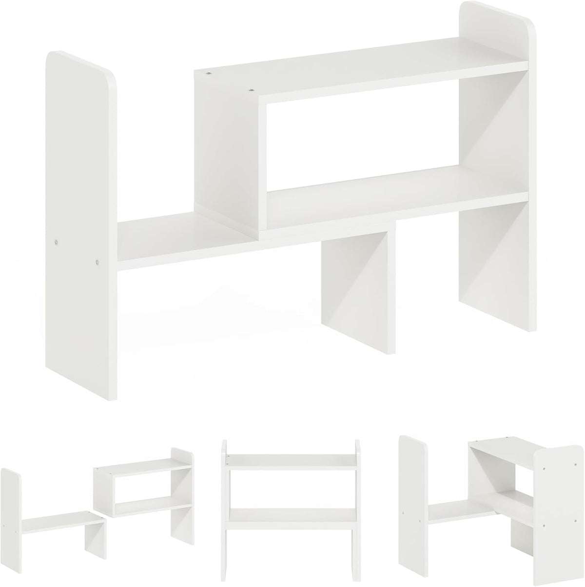 Furinno HERMITE Desk File Folder Organizers, 3-Shelf Desktop Office Organization Racks, Desk Top Display Book Shelf, for Paper, Office Supplies, Magazine, White