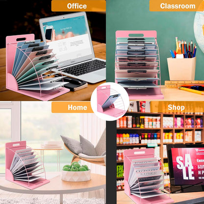 Clipboard Holder - 12 Layer Clipboard Storage Rack, Wooden Clipboards Organizer with Sturdy Metal Shelf for Classroom Office Desk Accessories Essentials Supplies Workshop Teacher Must Haves