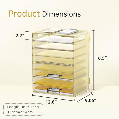 9-Tier Paper Organizer for Desk, Metal Mesh Letter Tray with Handles, Black
