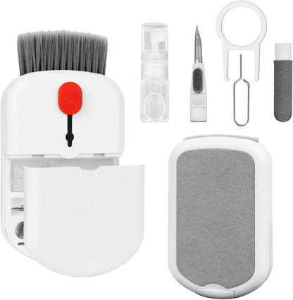 6-in-1 Keyboard Cleaning Kit, White Keyboard Brush & Microfiber Pad, Multi-Tool for Electronics, Office & Gaming Setups