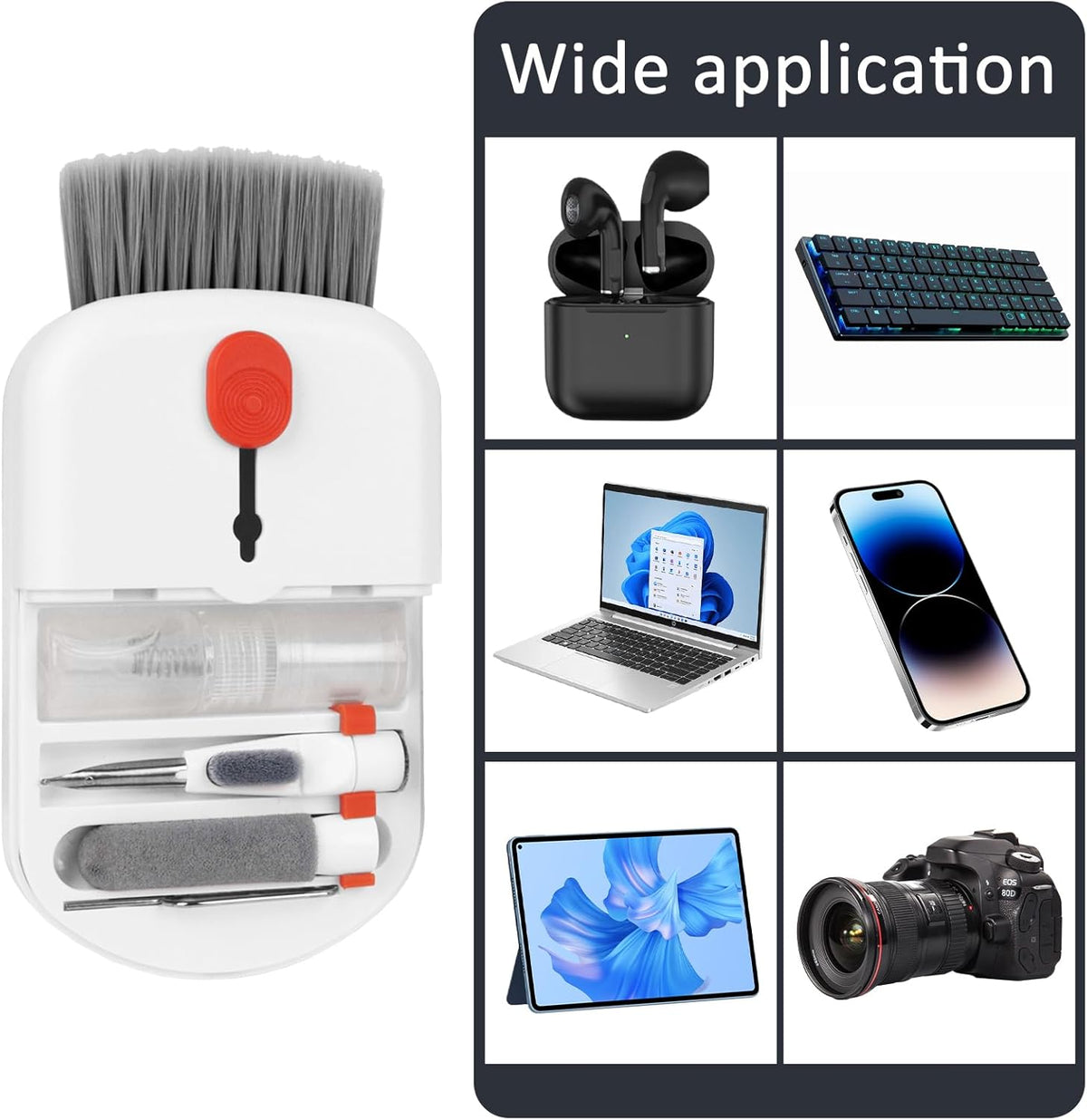 6-in-1 Keyboard Cleaning Kit, White Keyboard Brush & Microfiber Pad, Multi-Tool for Electronics, Office & Gaming Setups