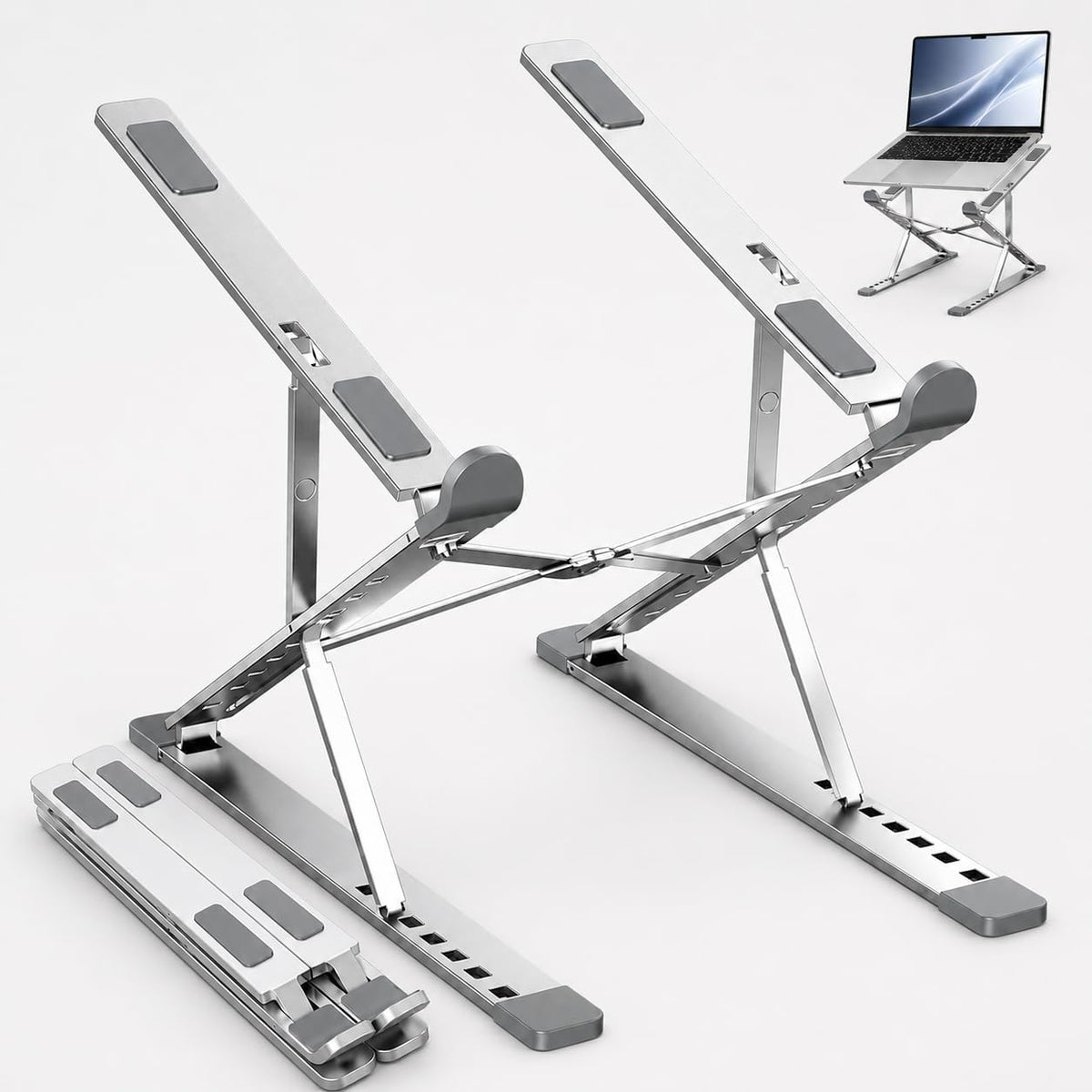 Adjustable Foldable Portable Laptop Stand for Desk Silver