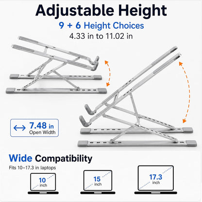 Adjustable Foldable Portable Laptop Stand for Desk Silver