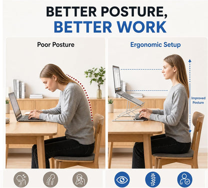 Adjustable Foldable Portable Laptop Stand for Desk Silver