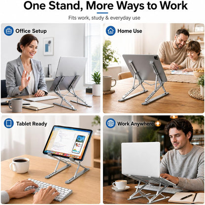 Adjustable Foldable Portable Laptop Stand for Desk Silver