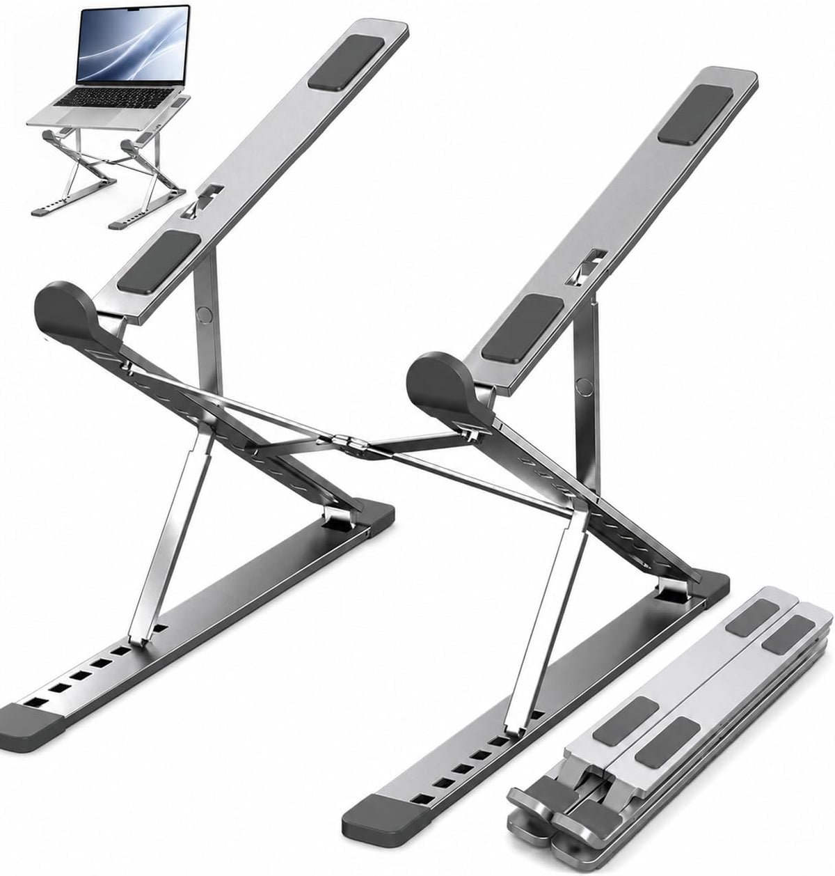 Adjustable Foldable Portable Laptop Stand for Desk Silver