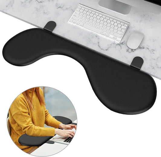 eulps Foldable Desk Extender Arm Rest for Desk, Ergonomic Forearm Support Tray with Soft PU Leather Pad, Clamp-On Desk Armrest for Wrist, Elbow & Shoulder Relief, Home Office Computer Typing Support