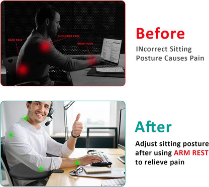 eulps Foldable Desk Extender Arm Rest for Desk, Ergonomic Forearm Support Tray with Soft PU Leather Pad, Clamp-On Desk Armrest for Wrist, Elbow & Shoulder Relief, Home Office Computer Typing Support