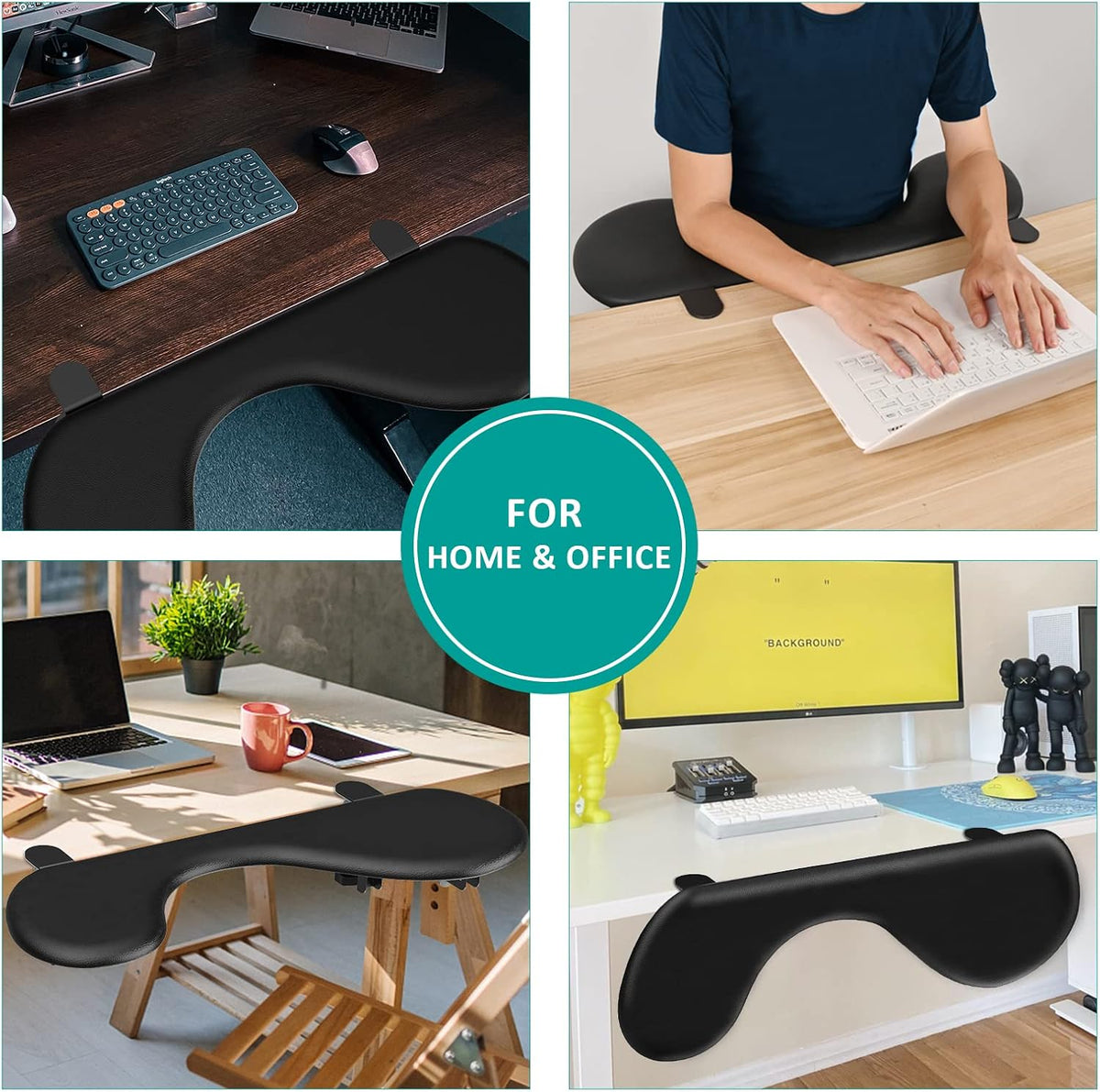 eulps Foldable Desk Extender Arm Rest for Desk, Ergonomic Forearm Support Tray with Soft PU Leather Pad, Clamp-On Desk Armrest for Wrist, Elbow & Shoulder Relief, Home Office Computer Typing Support
