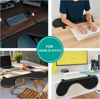eulps Foldable Desk Extender Arm Rest for Desk, Ergonomic Forearm Support Tray with Soft PU Leather Pad, Clamp-On Desk Armrest for Wrist, Elbow & Shoulder Relief, Home Office Computer Typing Support