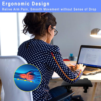 eulps Foldable Desk Extender Arm Rest for Desk, Ergonomic Forearm Support Tray with Soft PU Leather Pad, Clamp-On Desk Armrest for Wrist, Elbow & Shoulder Relief, Home Office Computer Typing Support