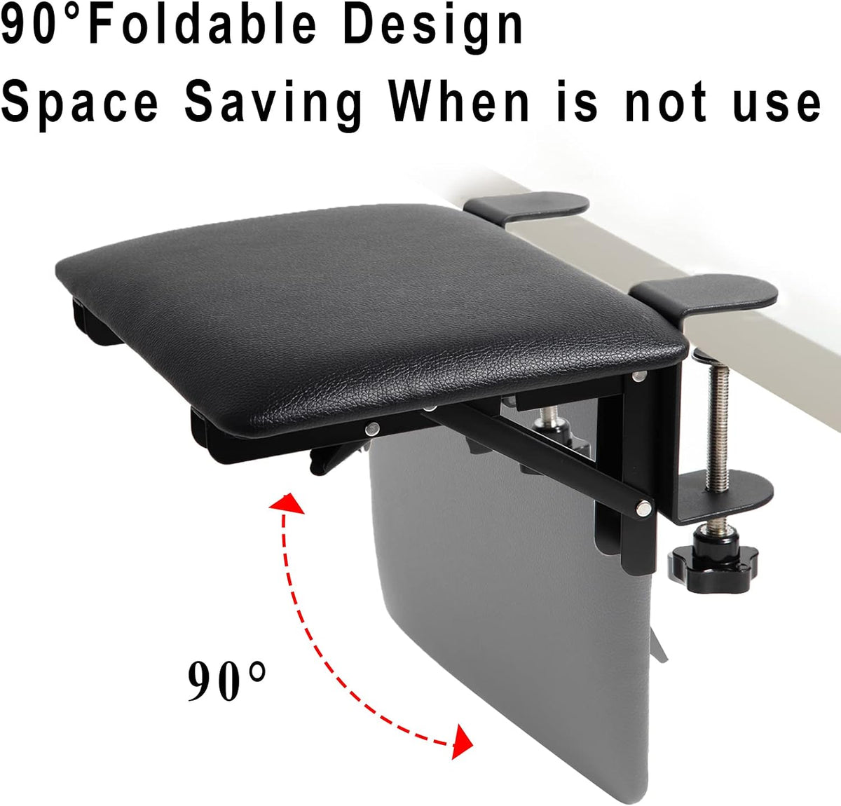 eulps Foldable Desk Extender Arm Rest for Desk, Ergonomic Forearm Support Tray with Soft PU Leather Pad, Clamp-On Desk Armrest for Wrist, Elbow & Shoulder Relief, Home Office Computer Typing Support