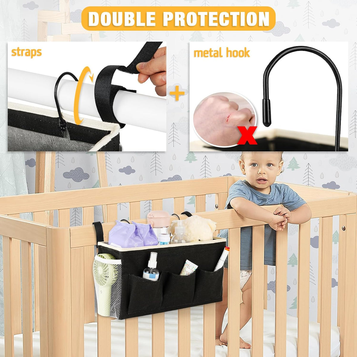 Bedside Caddy, Bedside Storage Bag Hanging Organizer for Bunk Bed
