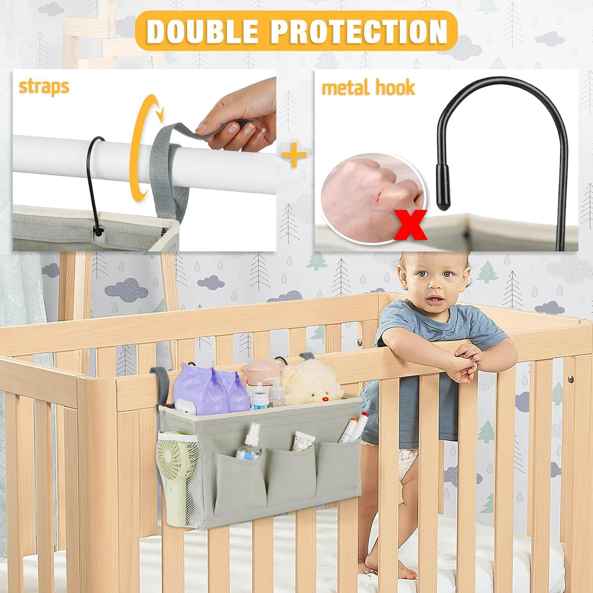 Bedside Caddy, Bedside Storage Bag Hanging Organizer for Bunk Bed