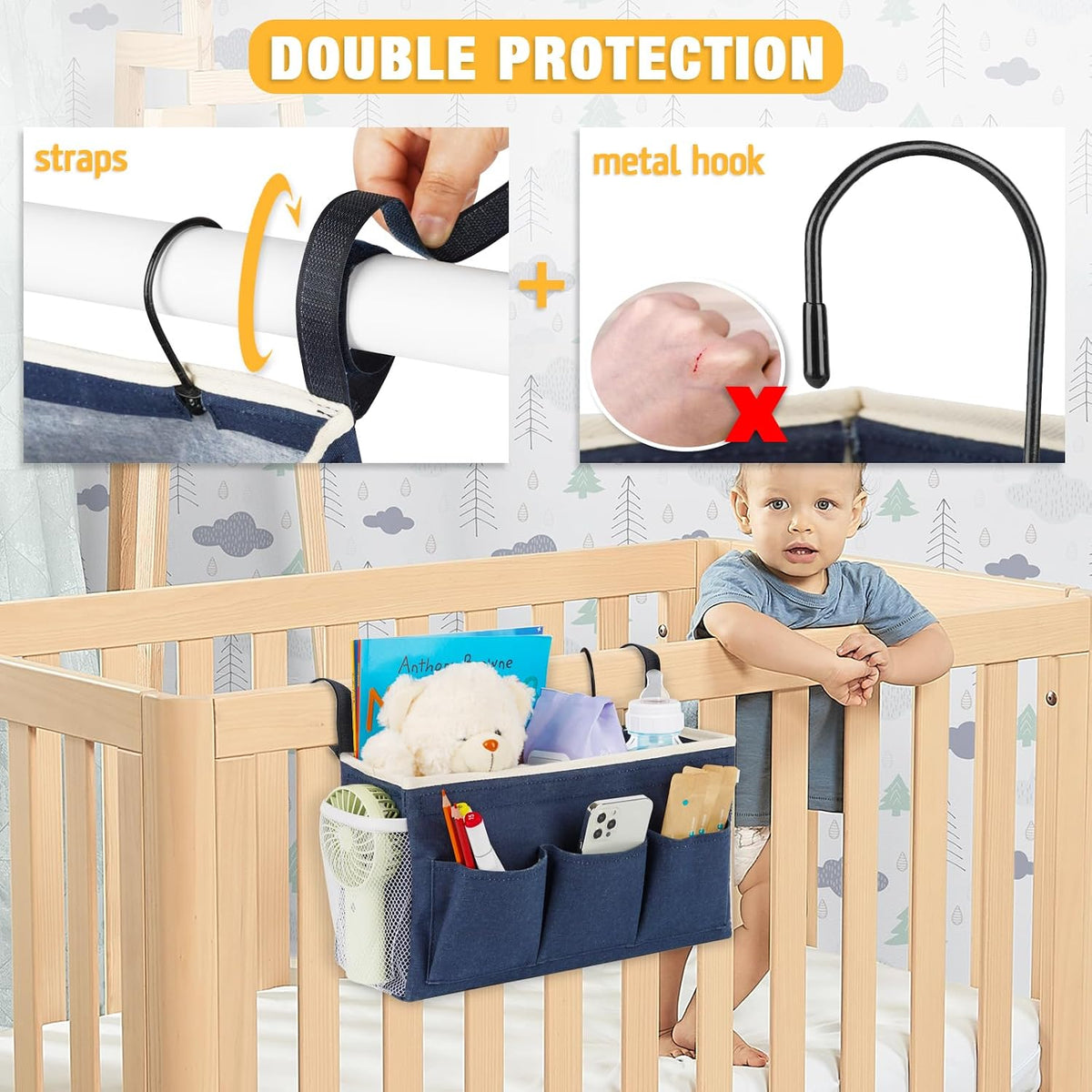 Bedside Caddy, Bedside Storage Bag Hanging Organizer for Bunk Bed
