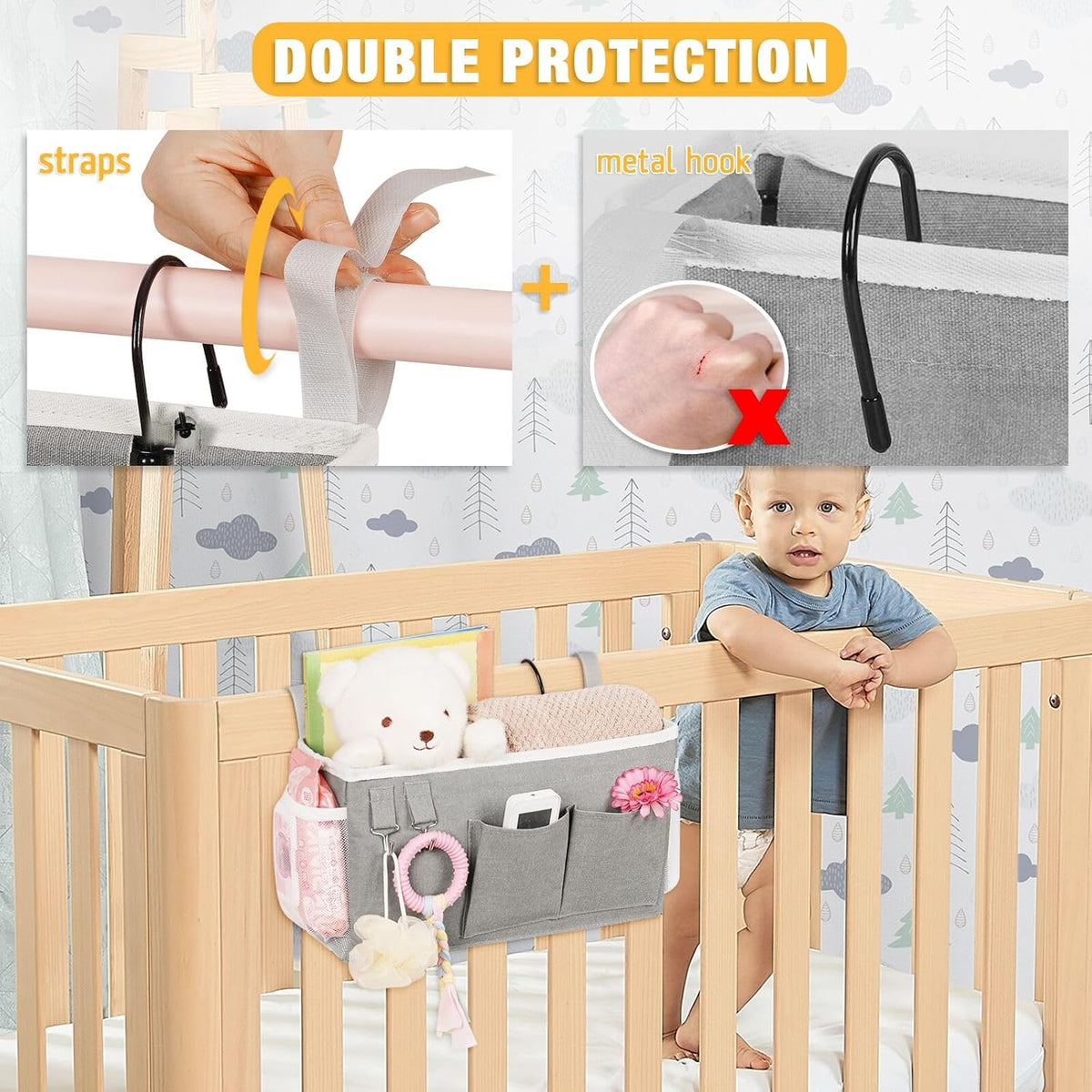Bedside Caddy, Bedside Storage Bag Hanging Organizer for Bunk Bed