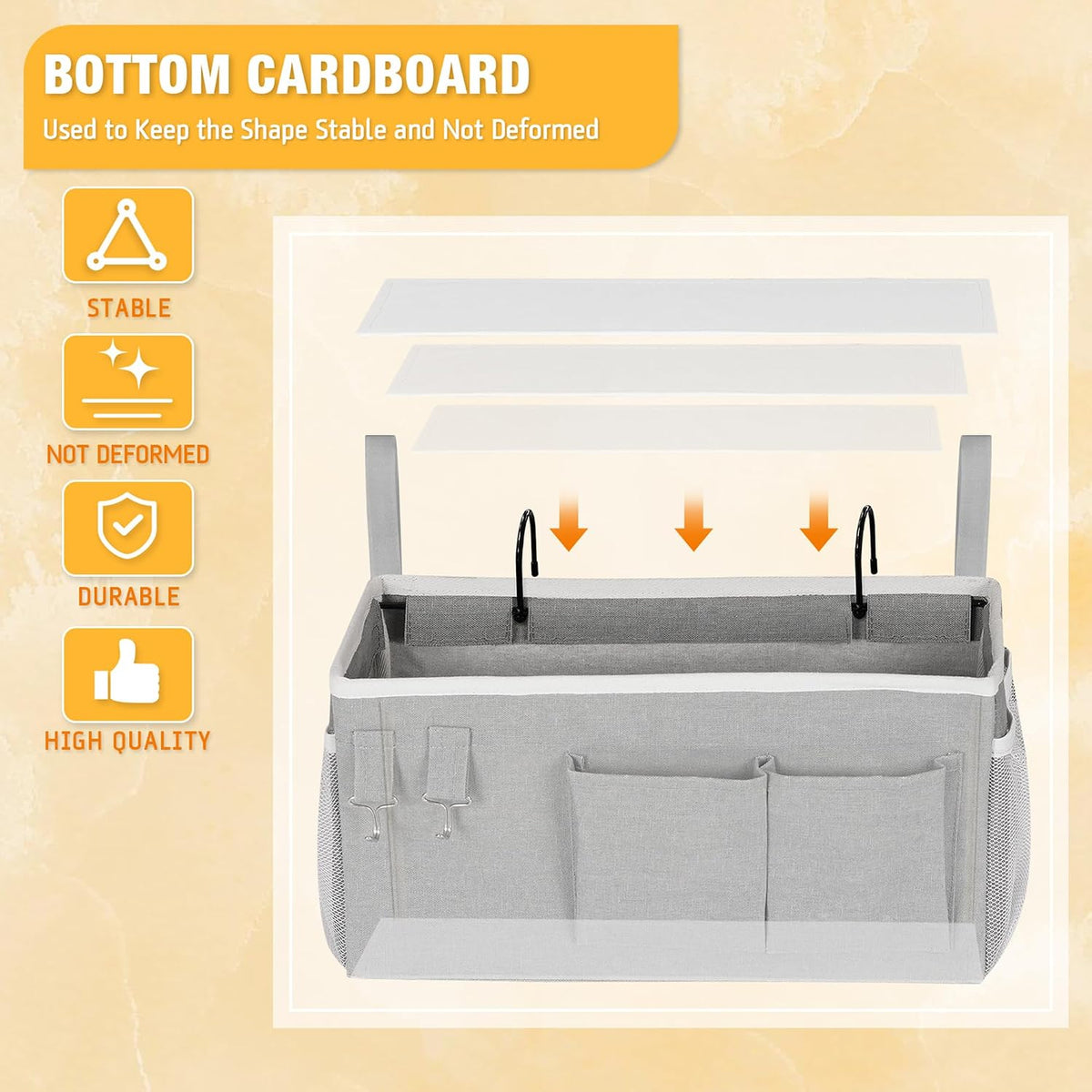 Bedside Caddy, Bedside Storage Bag Hanging Organizer for Bunk Bed