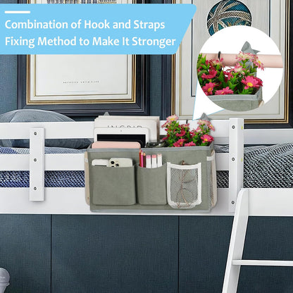 Bedside Caddy, Bedside Storage Bag Hanging Organizer for Bunk Bed