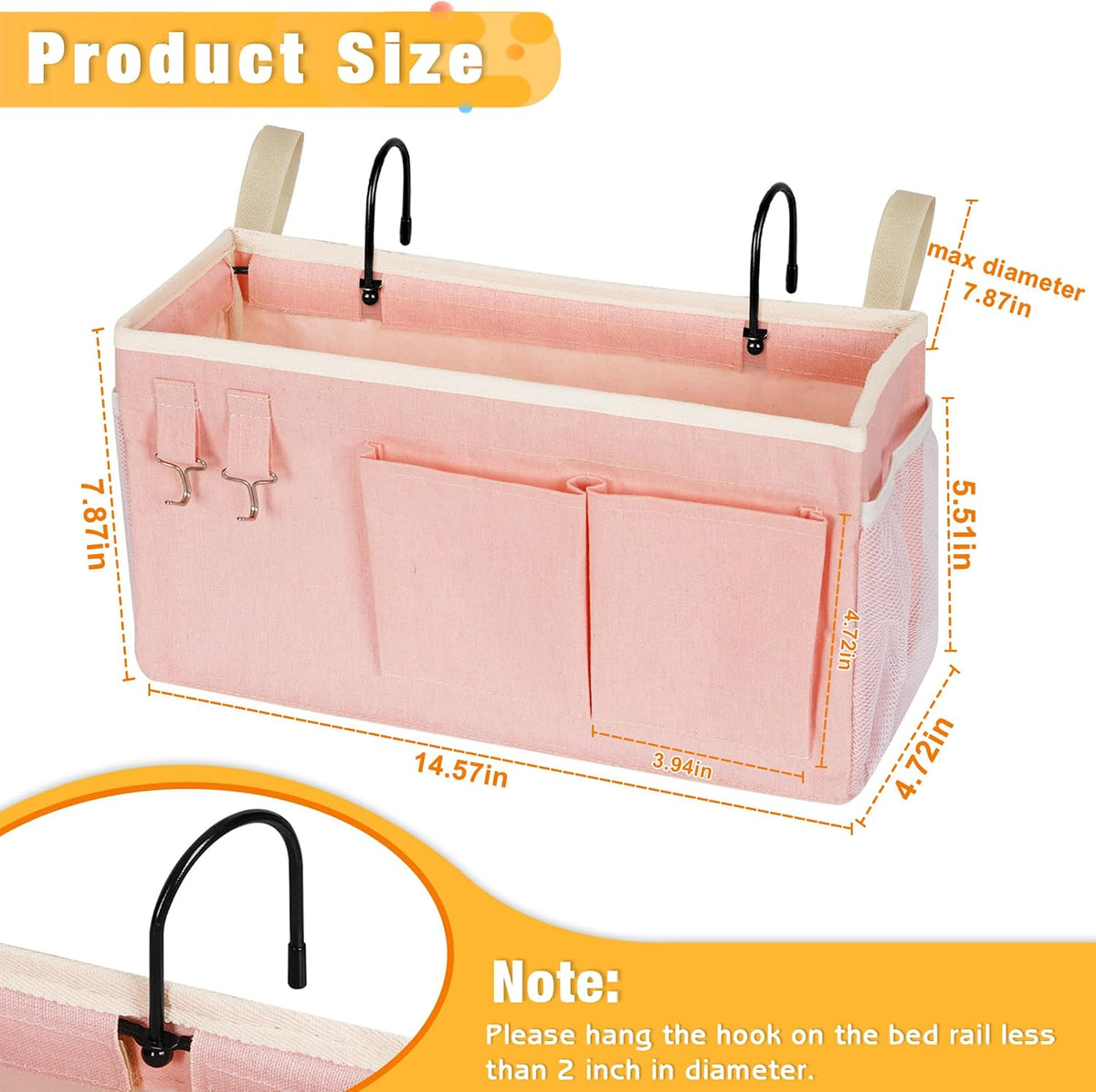Bedside Caddy, Bedside Storage Bag Hanging Organizer for Bunk Bed