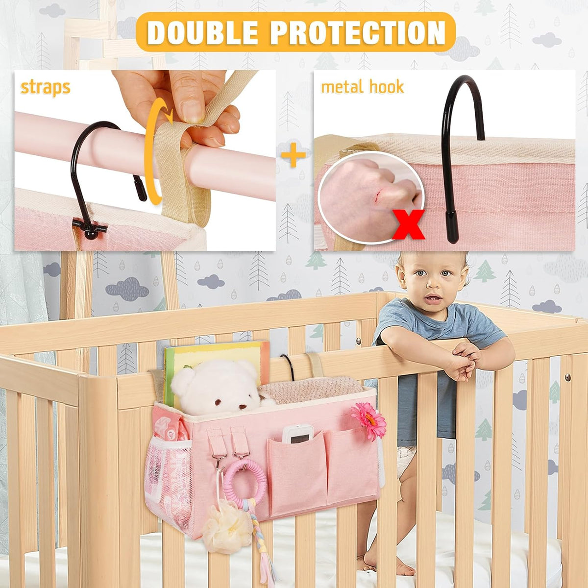 Bedside Caddy, Bedside Storage Bag Hanging Organizer for Bunk Bed