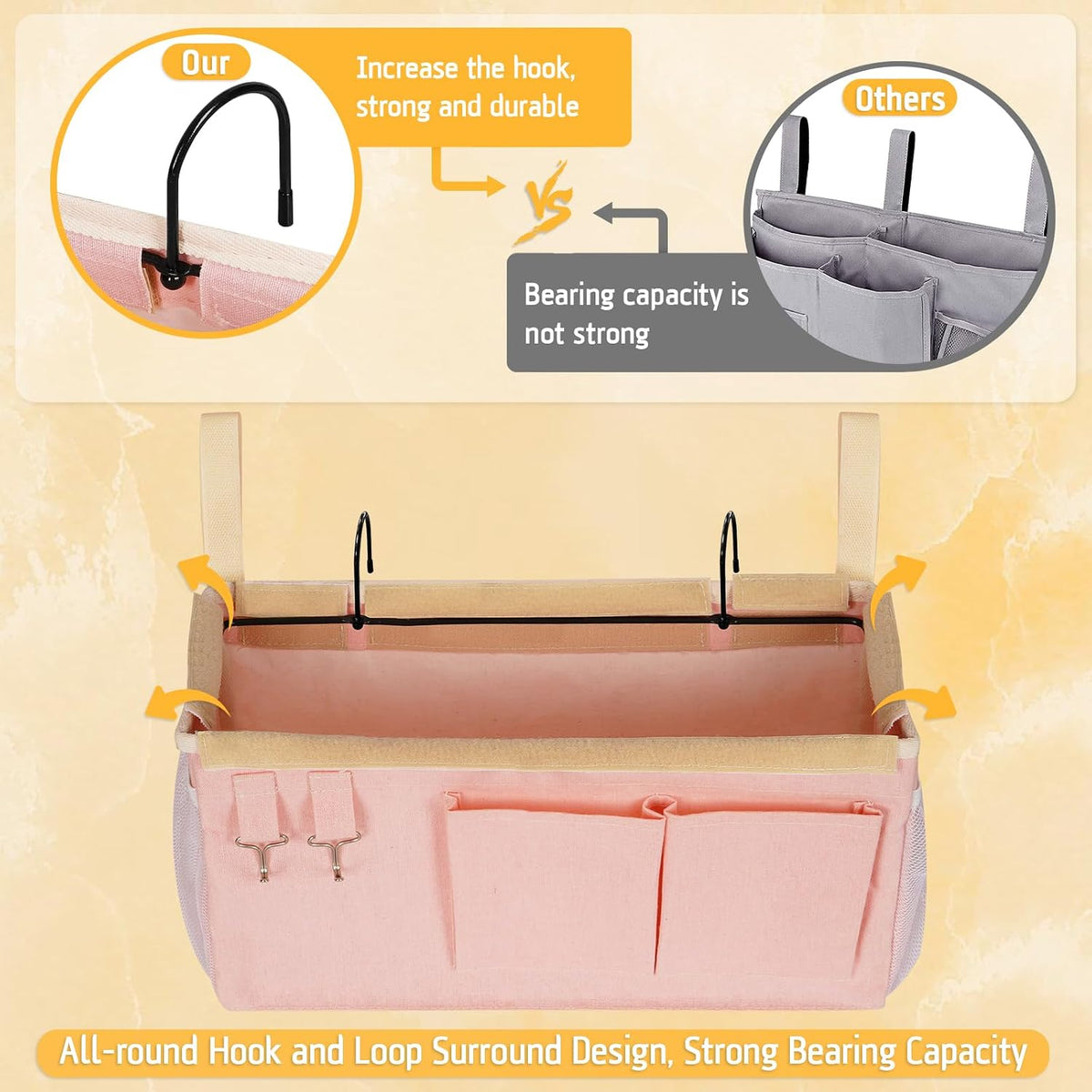 Bedside Caddy, Bedside Storage Bag Hanging Organizer for Bunk Bed