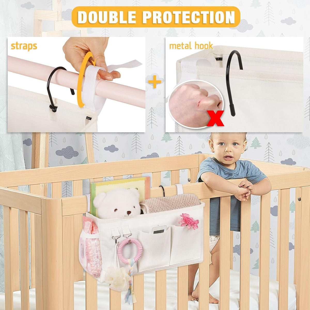 Bedside Caddy, Bedside Storage Bag Hanging Organizer for Bunk Bed