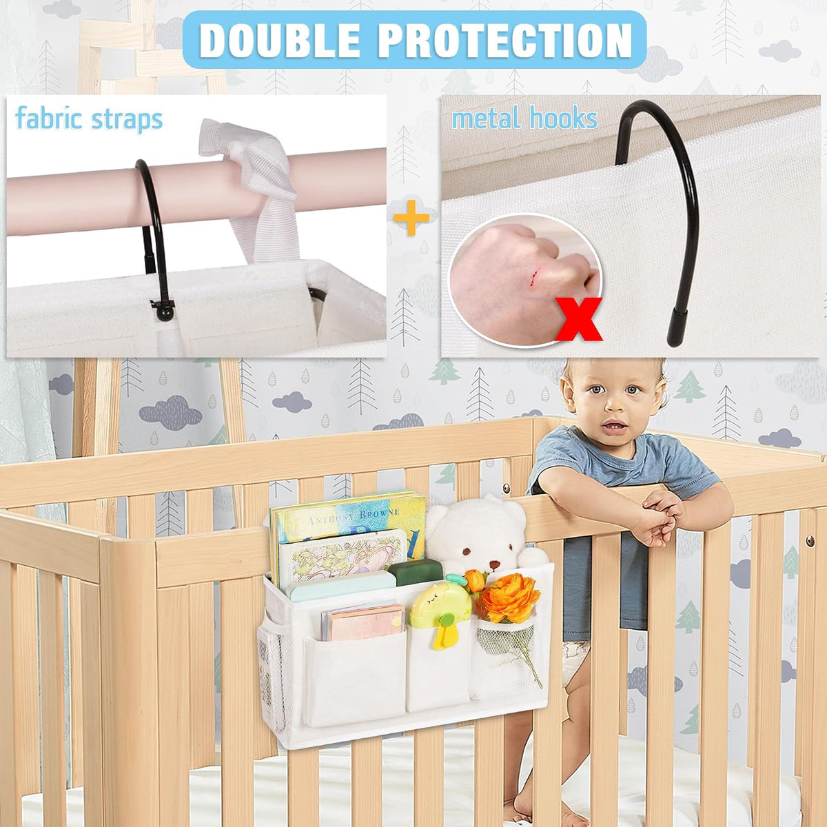 Bedside Caddy, Bedside Storage Bag Hanging Organizer for Bunk Bed