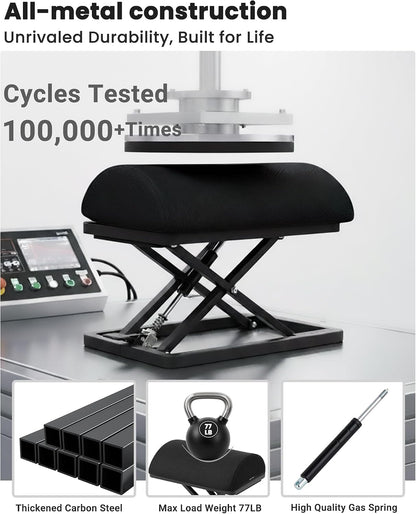 Step-to-Adjust Foot Rest—Truly Infinite Height, No Bending Needed