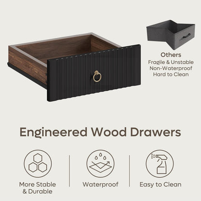 48” Computer Desk with Drawers, Office Desk with Storage, Industrial Wood Writing Desk with File Drawer, Keyboard Tray & 2 Hooks for Home Office & Studio, Cherry