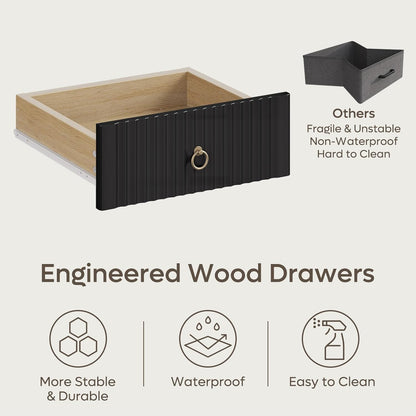 48” Computer Desk with Drawers, Office Desk with Storage, Industrial Wood Writing Desk with File Drawer, Keyboard Tray & 2 Hooks for Home Office & Studio, Cherry