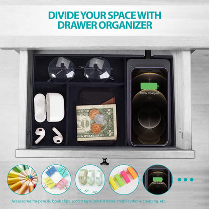 Valet Tray, Built in Wireless Charging Pad, Nightstand Organizer