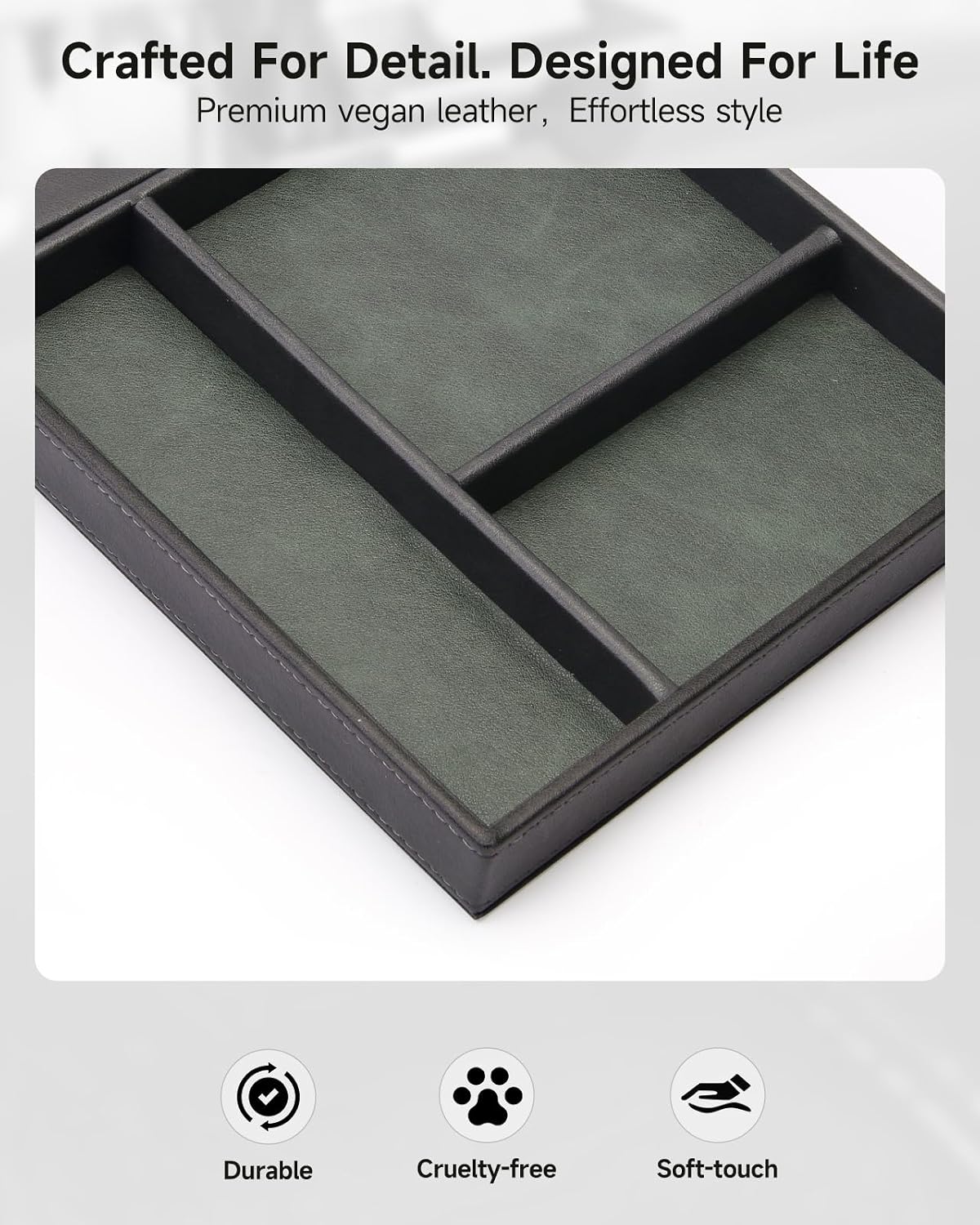 Valet Tray, Built in Wireless Charging Pad, Nightstand Organizer