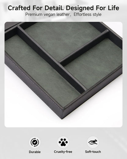 Valet Tray, Built in Wireless Charging Pad, Nightstand Organizer