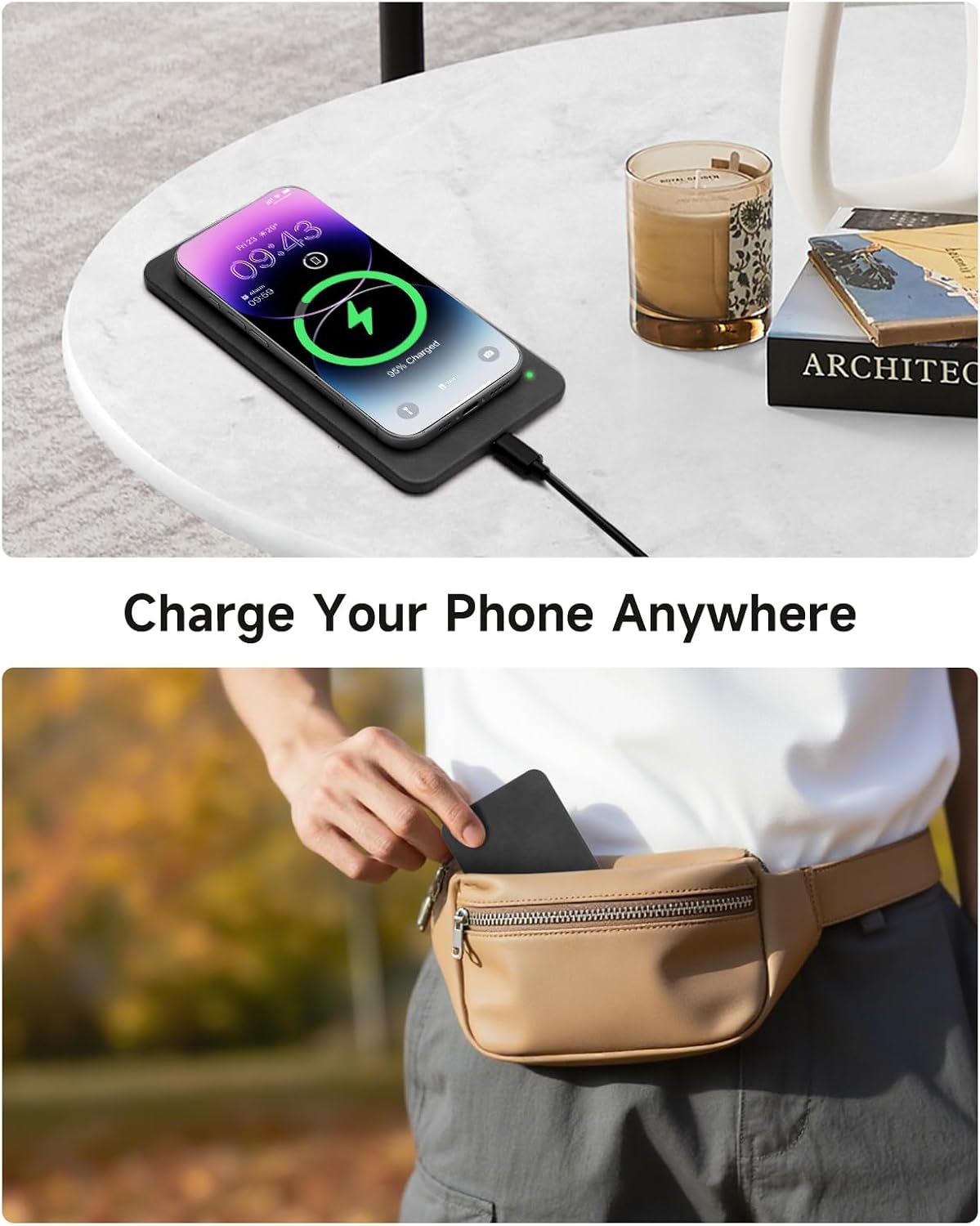 Valet Tray, Built in Wireless Charging Pad, Nightstand Organizer