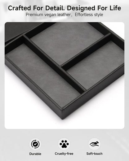 Valet Tray, Built in Wireless Charging Pad, Nightstand Organizer