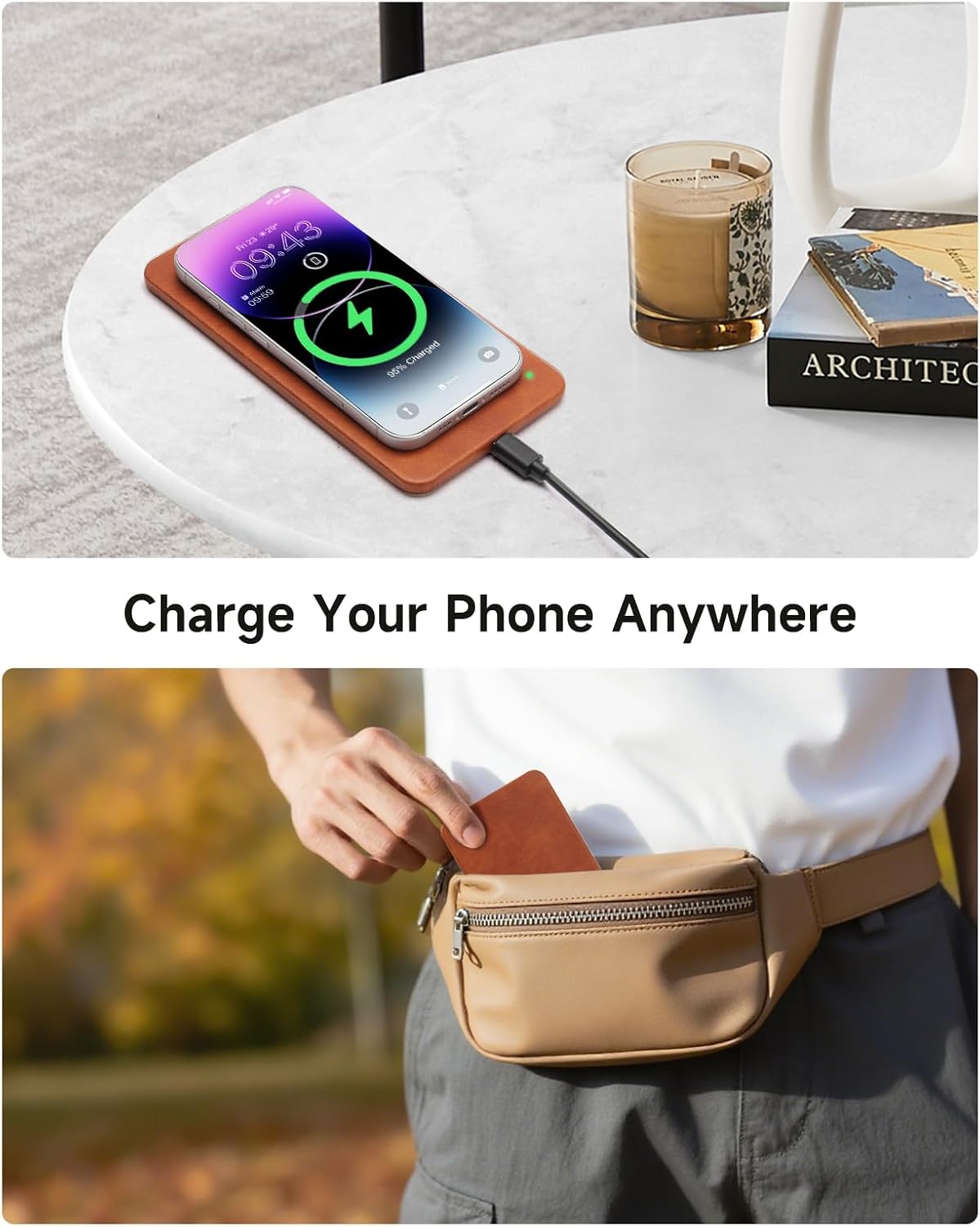 Valet Tray, Built in Wireless Charging Pad, Nightstand Organizer