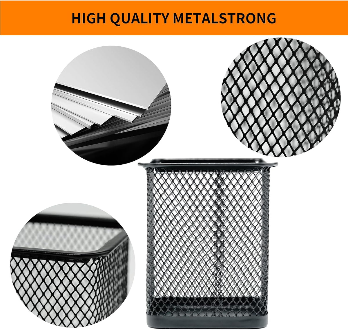Pen Holder for Desk, Wire Mesh Pencil Cup Holder for Desk Organizer for Office Supplies