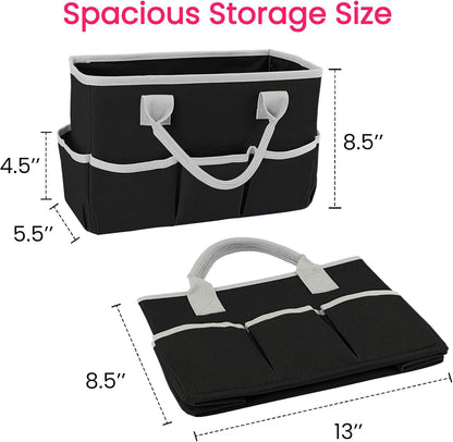 Desktop Tote and Organizer, Teacher Helper Caddy Bag for Arts, Books, Stationery, Office Desk Organization, Make-up Storage with Handles for Travel, Pink