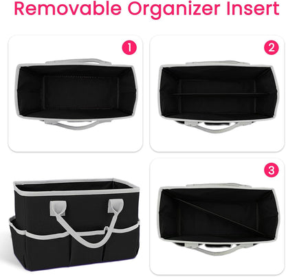 Desktop Tote and Organizer, Teacher Helper Caddy Bag for Arts, Books, Stationery, Office Desk Organization, Make-up Storage with Handles for Travel, Pink