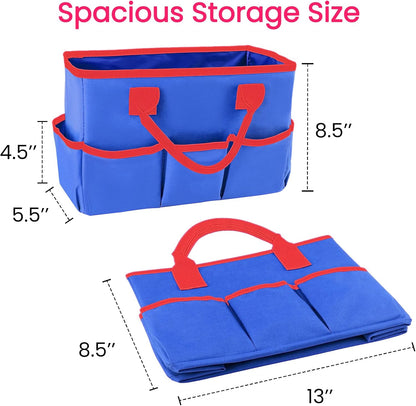 Desktop Tote and Organizer, Teacher Helper Caddy Bag for Arts, Books, Stationery, Office Desk Organization, Make-up Storage with Handles for Travel, Pink